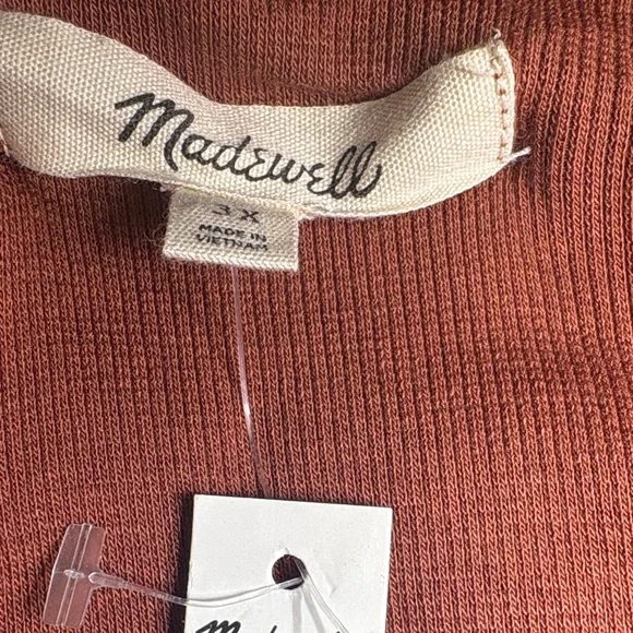 Madewell Drapey Rib Henley Tee — Size3X Long Sleeve Buttoned V-Neck - Picture 2 of 10